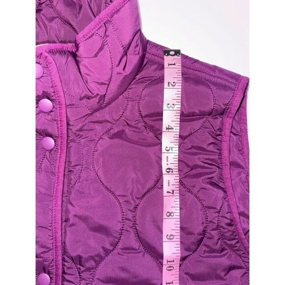 Lou & Grey Quilted Puffer Vest Luxe Purple Pocket Snaps Funnel Collar Size XXL - Picture 11 of 12